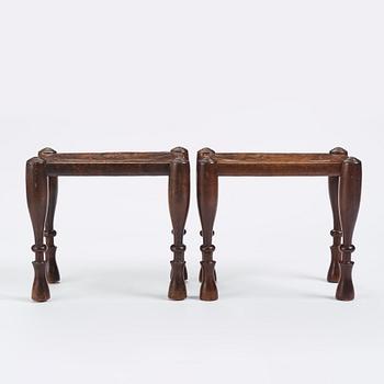 Sidney Gibson, a pair of Swedish Grace stools, Sparreholms Snickerifabrik 1920s.