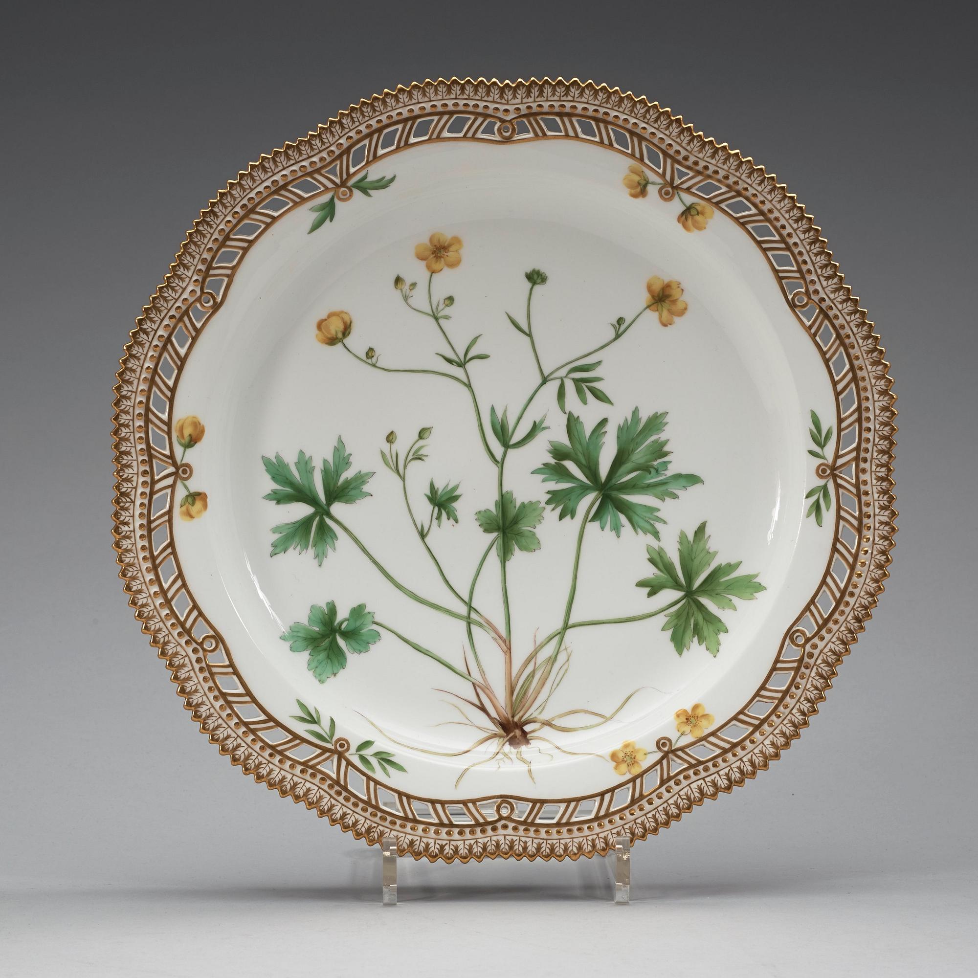 A set of three Royal Copenhagen 'Flora Danica' serving dishes and a sauce boat, Denmark, 20th Century.