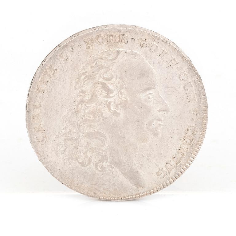 SILVERMYNT, 1 Riksdaler, Karl XIII av Sverige o Norge, 1815. Vikt ca 29 gram.