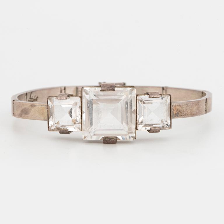 STIGBERT, Armband silver och bergkristall.