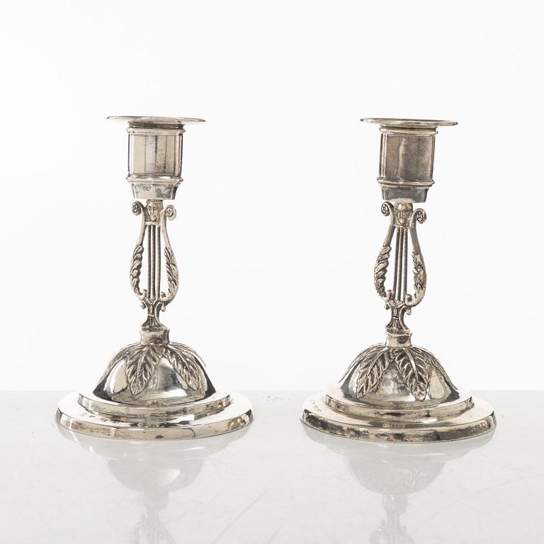 A pair of Swedish silver candlesticks, mark of Emanuel Holmberg, Karlskrona 1843.