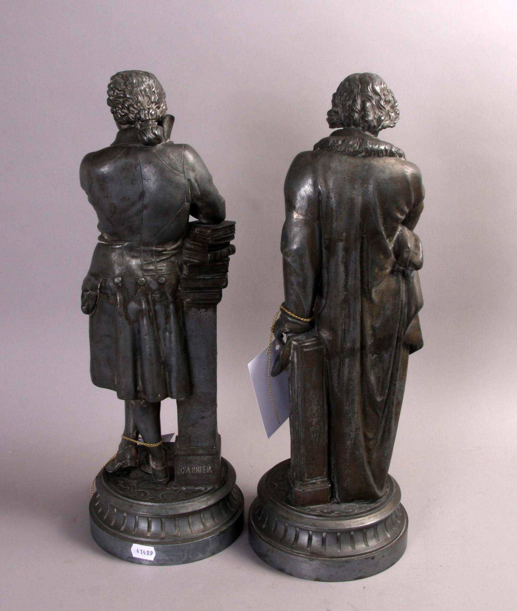 SKULPTURER, ett par, vitmetall, omkring 1900.