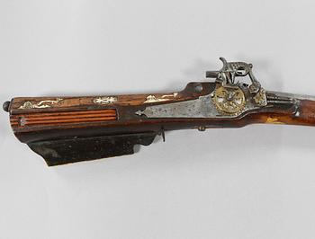 A wheel-lock rifle, probably Germany, 17th century.