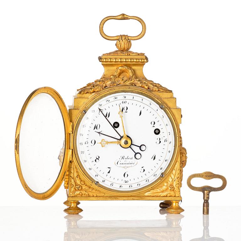 A Swiss ormolu 'pendule d'officer' with alarm by  Robert & Courvoisier (Chaux-de-Fonds, active 1781-1811).
