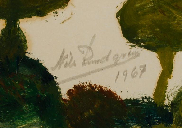 NILS "BJÖRNJÄGARN" RUNDGREN, gouache, sign och dat 1967.