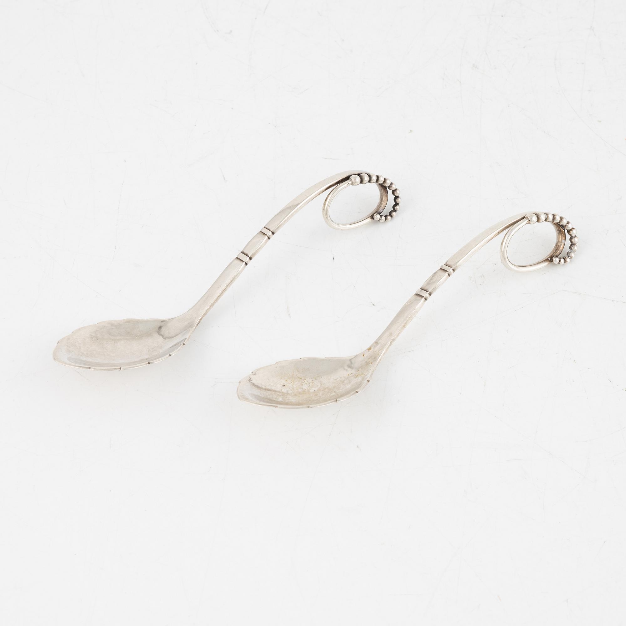 Georg Jensen, skedar, ett par, silver, Danmark, 1924.