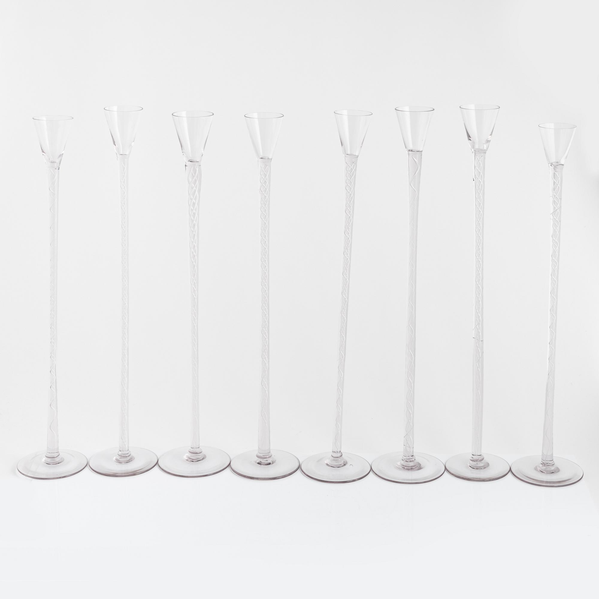 Spetsglas på hög fot, 8 st, 1900-tal.