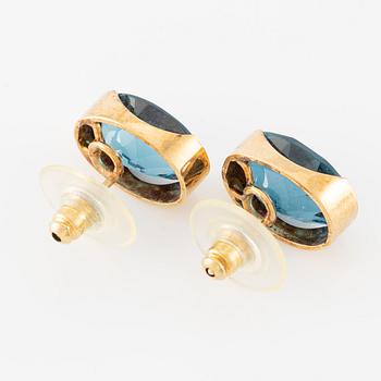 Earrings, gold with topazes.