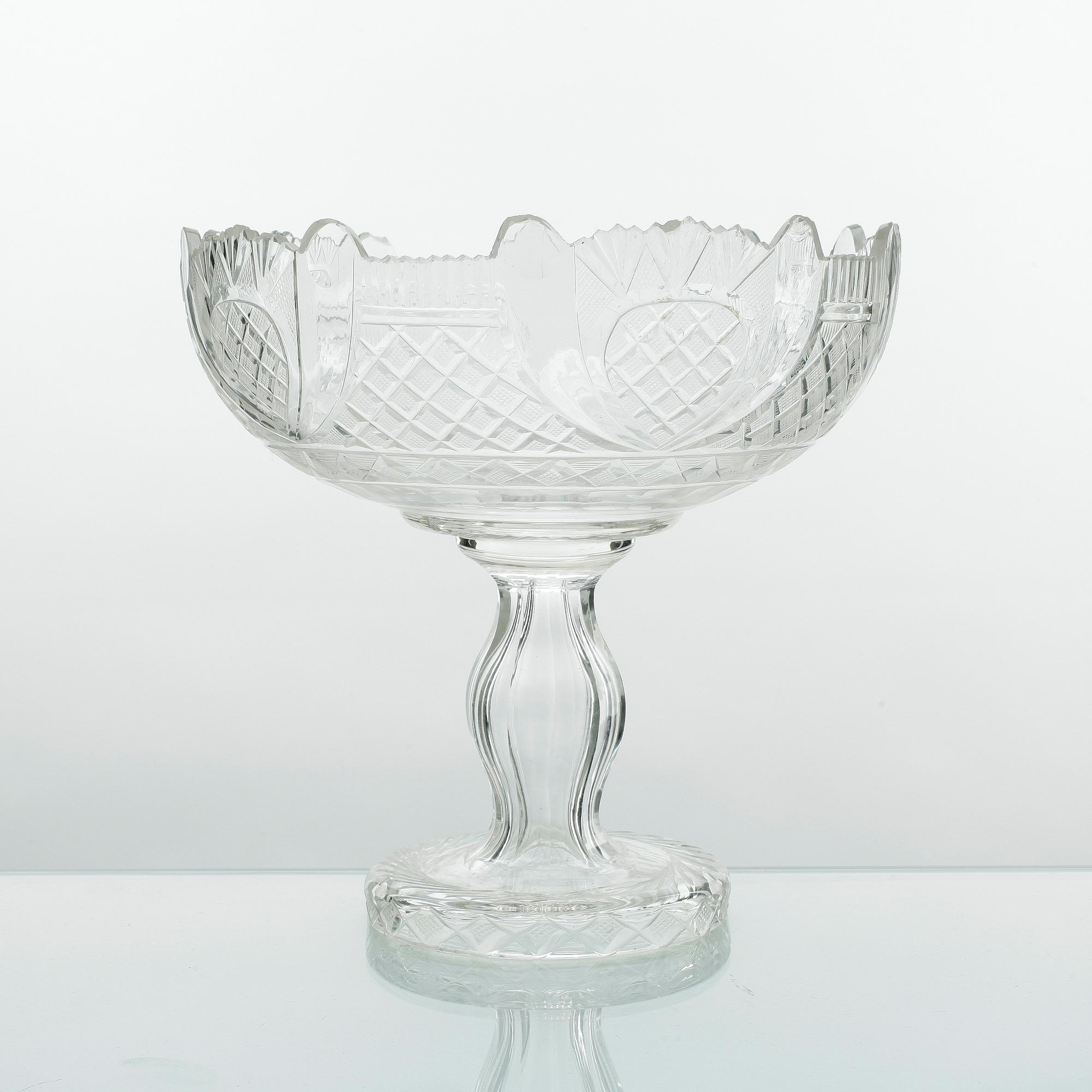 SKÅL PÅ FOT, kristall, sent 1800-tal.