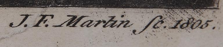 JOHAN FREDRIK MARTIN, efter, kopparstick 3 st, 1800/1900-tal.