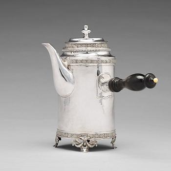 Johan Stras, kaffekanna/cylinderkanna, silver, Stockholm 1783. Gustaviansk.