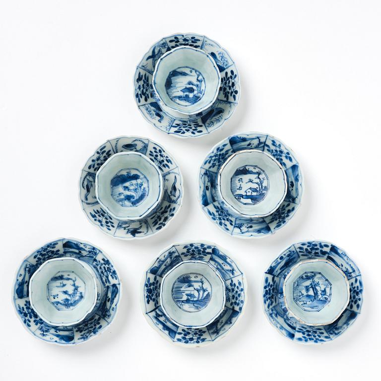 A set of six cups with stands, Qing dynasty, Kangxi (16662-1722).