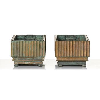 Swedish Grace, a pair of bronze planters, 1920s-1930s.