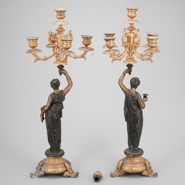 KYNTTELIKKÖPARI, maalattua valumetallia. 1800-loppu. Korkeus 62 cm.