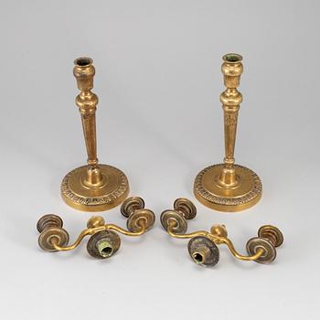 A pair of late gustavian candelabra, ca 1800.