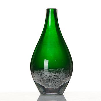 Orrefors, a green glass vase, signed and dated 1940.