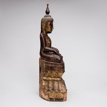 BUDDHA, trä, Burma, sekelskiftet 1800/1900.