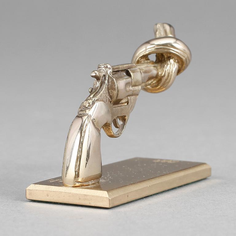 CARL FREDRIK REUTERSWÄRD, skulptur, mässing, för Skultuna, 1900-talets andra hälft, monogramsignerad.