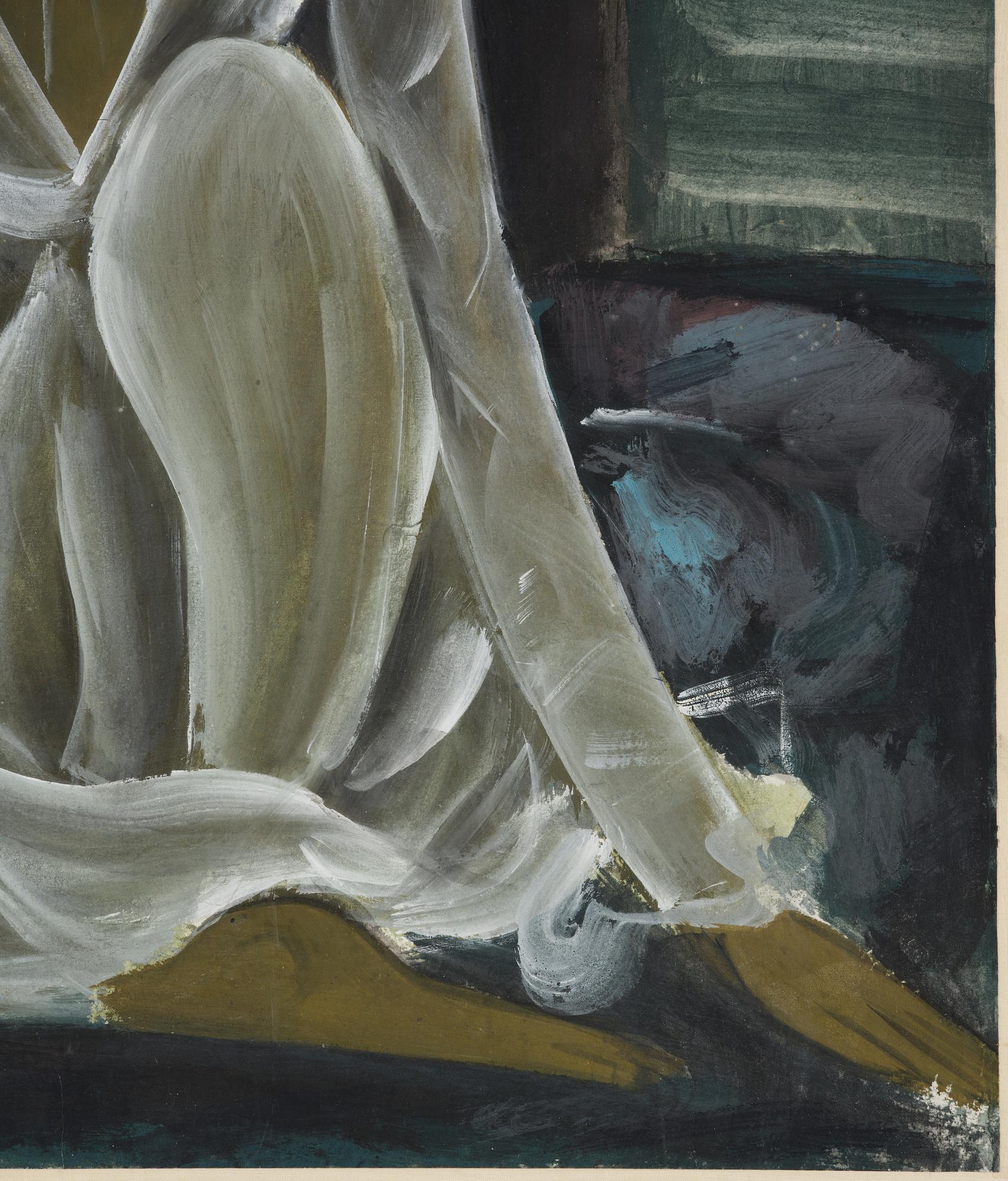 Lin Fengmian, 'Lady in white with vase'.