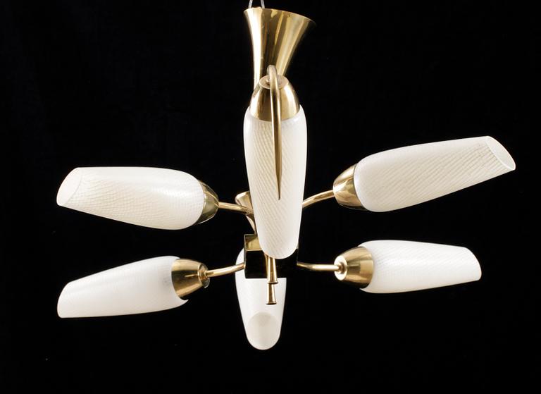 TAKLAMPA, mässing, 1940/50-tal. H 35.