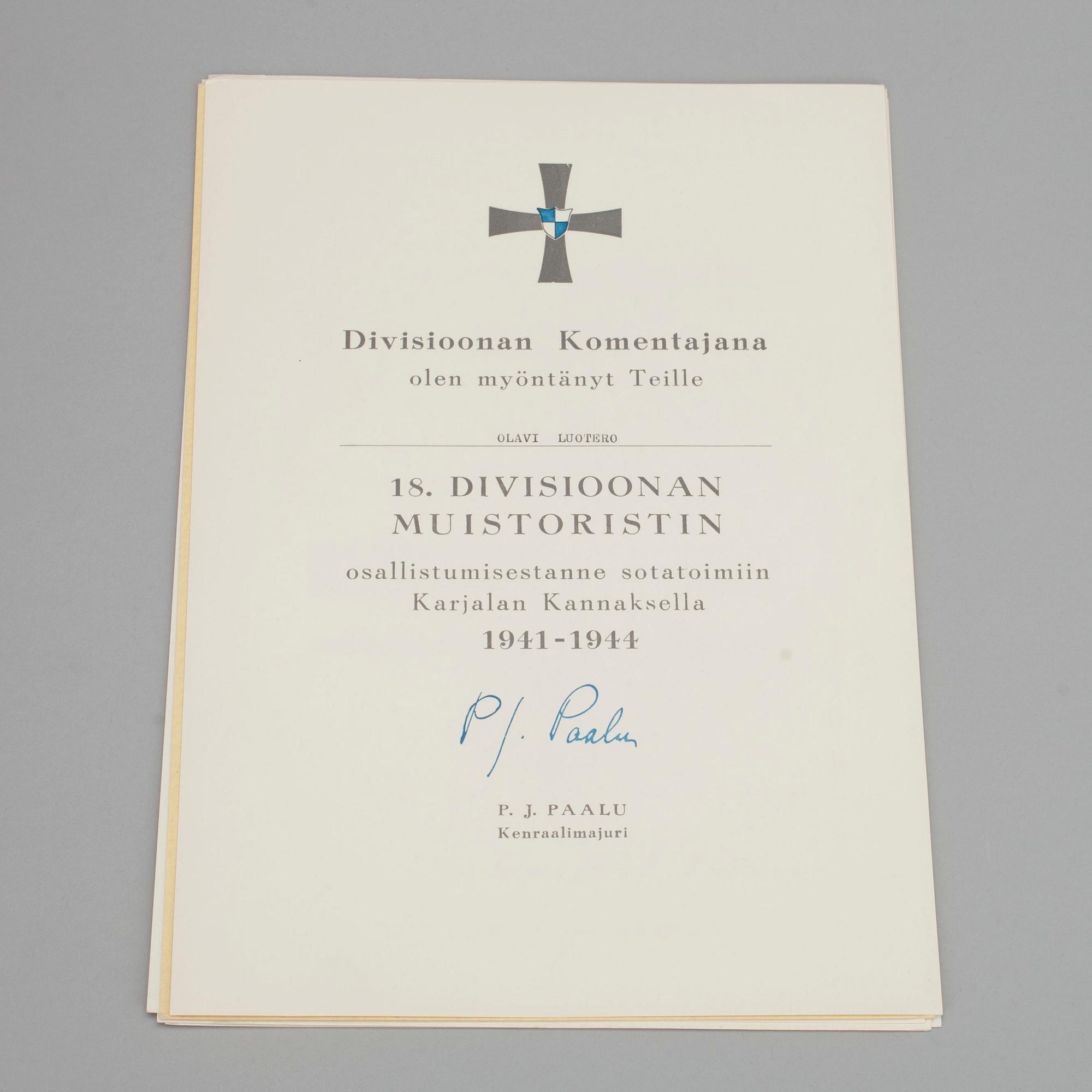 PARTI MEDALJER, ca 40 st, DIPLOM och UTMÄRKELSER, 15 st, Finland 1940-tal.