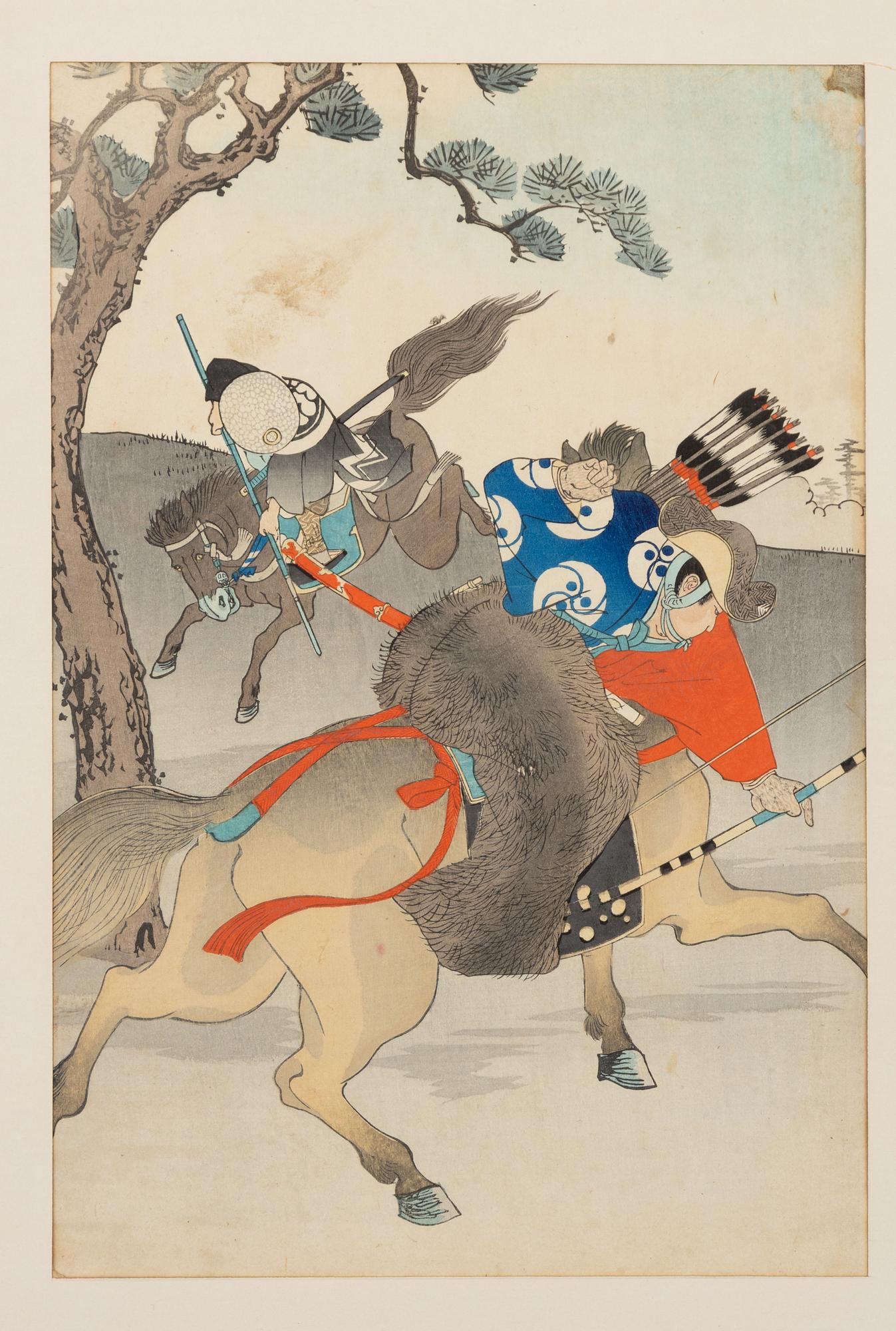 Toyohara Chikanobu, "The Front of Chiyoda Palace - Chiyoda no On-omote - Hunting at Kokinbara".