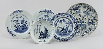 FAT samt TALLRIKAR, 3 st, samt SKÅL, porslin, Kina, 1700/1800-tal.