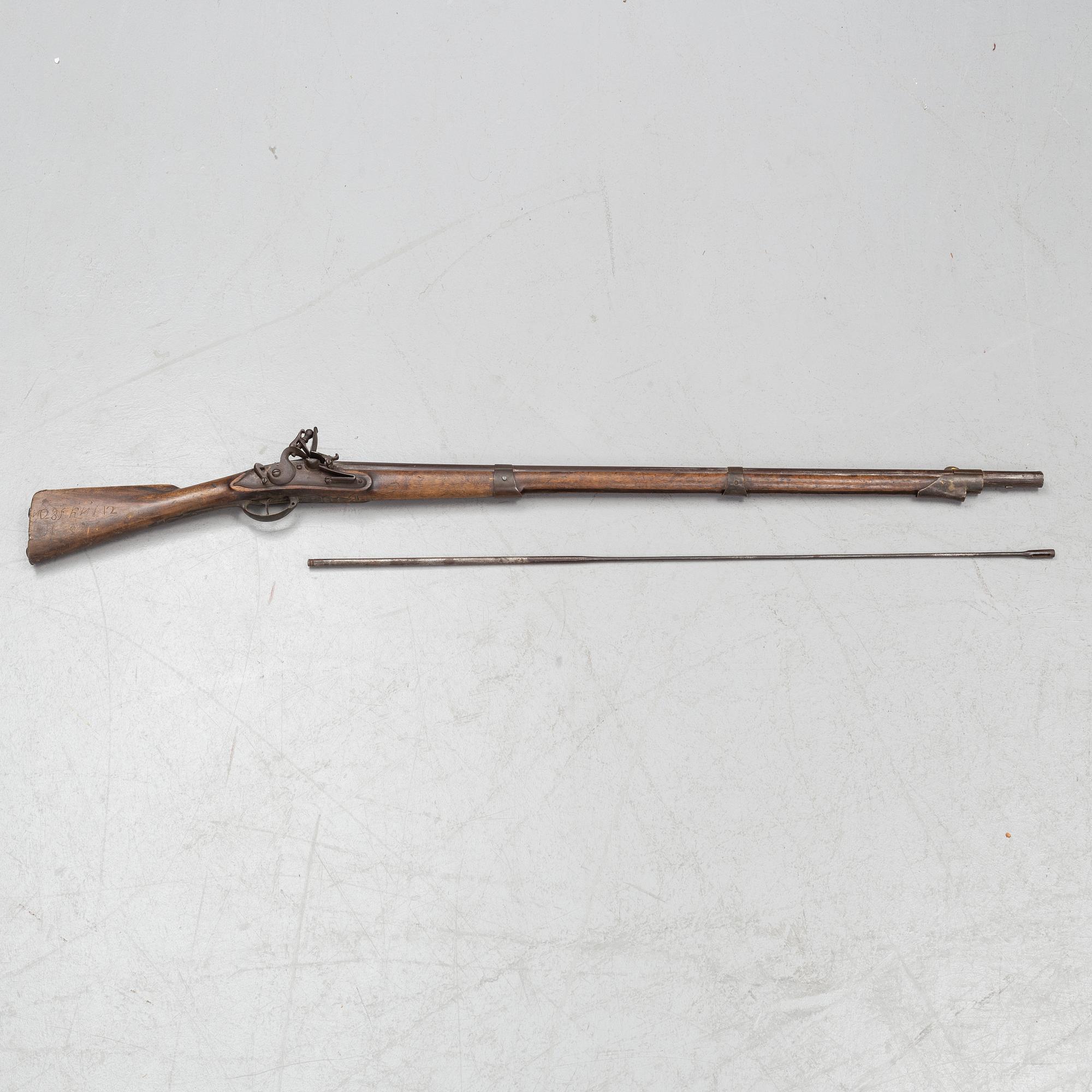 A Swedish military flintlock gun, 1805 pattern.