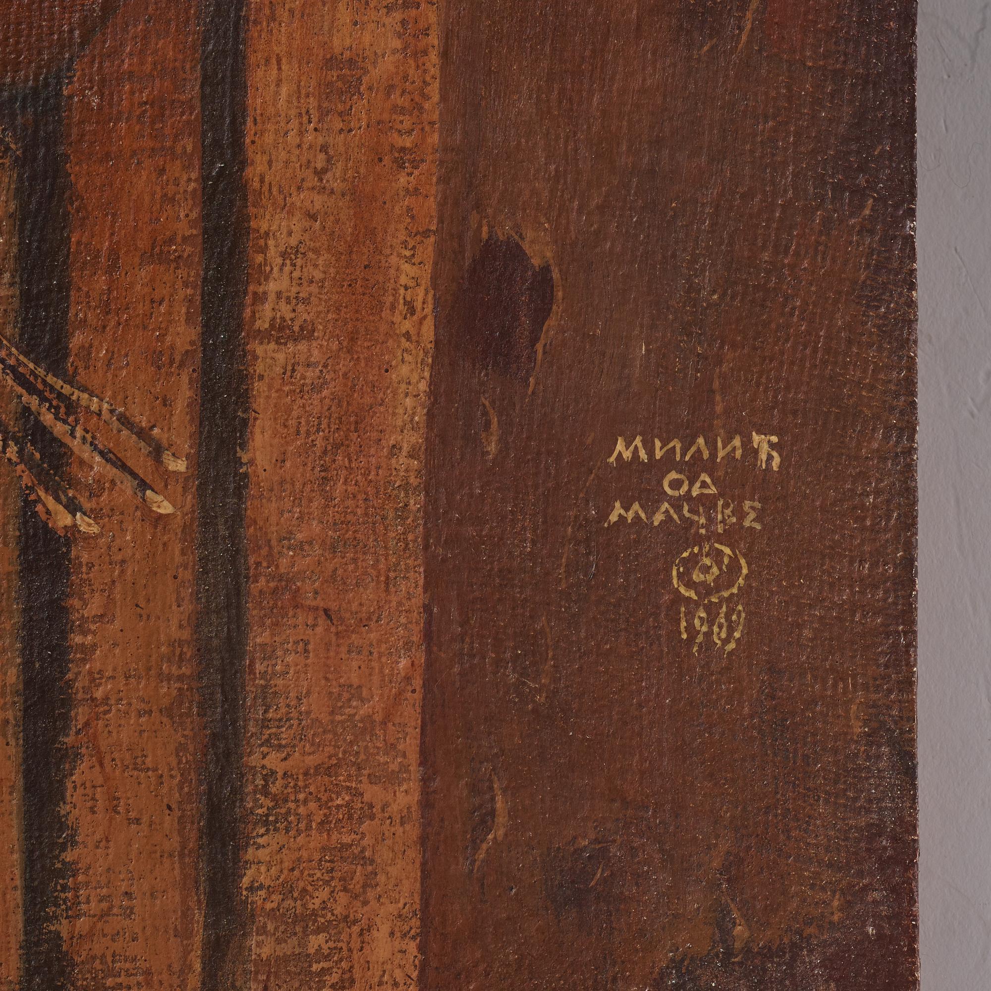 Milić od Mačve, oil on canvas laid down on panel, signed and dated 1969.