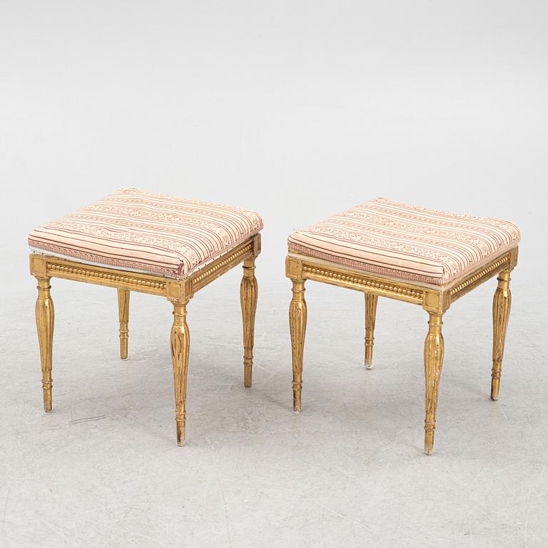 A Pair of Gustavian Style Stools, late 19th Century.
