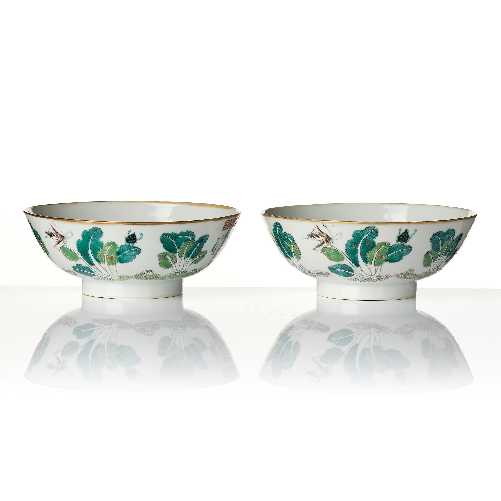 Skålar, ett par, porslin, Kina, sen Qingdynasti.