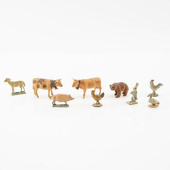 Miniature animals, approximately 28 pieces, circa 1900.