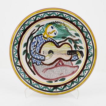 Stig Lindberg, a faience dish, Gustavsberg studio, Sweden 1940-50s.