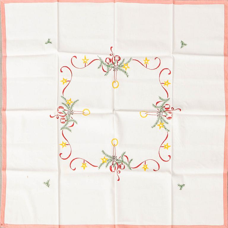 A collection of Christmas tablecloths 12 pcs first half/mid 20th century.