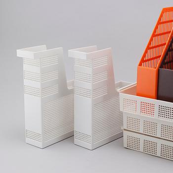 Six (3+3) journal holders and three file drawers, by Huskvarna Borstfabrik and Sinjet, 1970/80s.