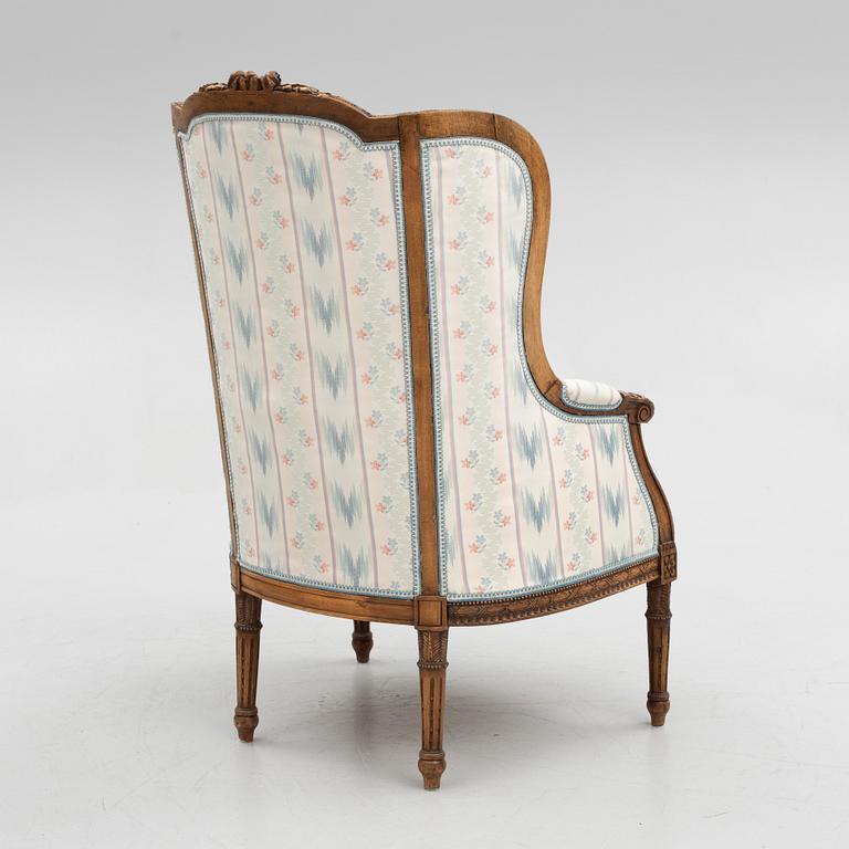 A Louis XVI-style bergere, late 19th century.