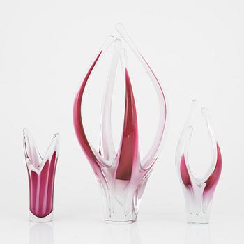 Paul Kedelv, a set of five 'Coquille' art glass for Flygfors.