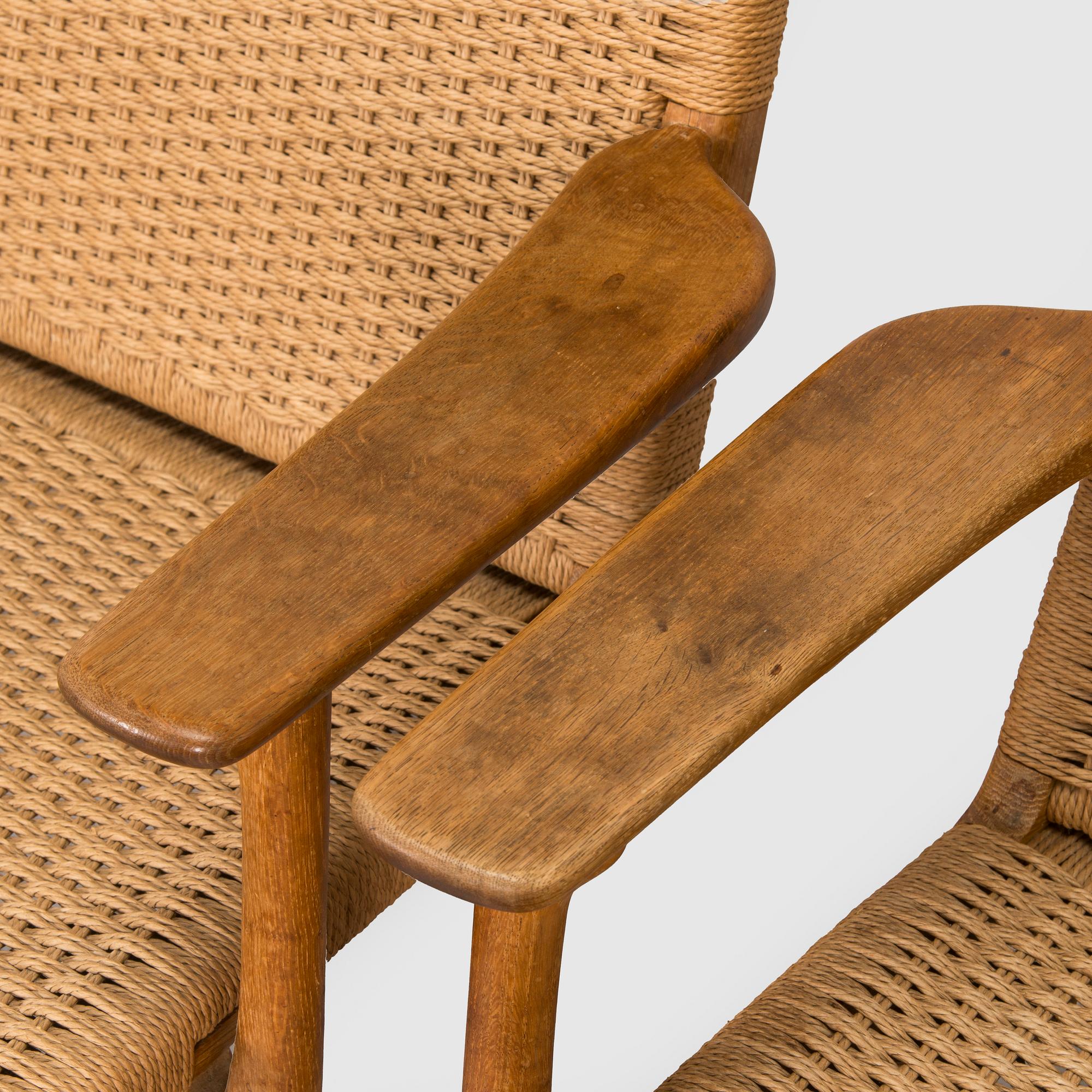 Hans J. Wegner, Armchairs, a pair, "CH25", Carl Hansen & Son, Denmark, 1960s.