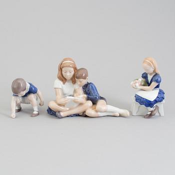 Three figurines by Royal Copenhagen and Bing & Gröndal.