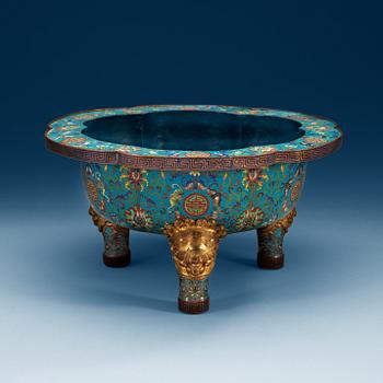 A Cloisonné tripod censer, Qing dynasty (1644-1912).