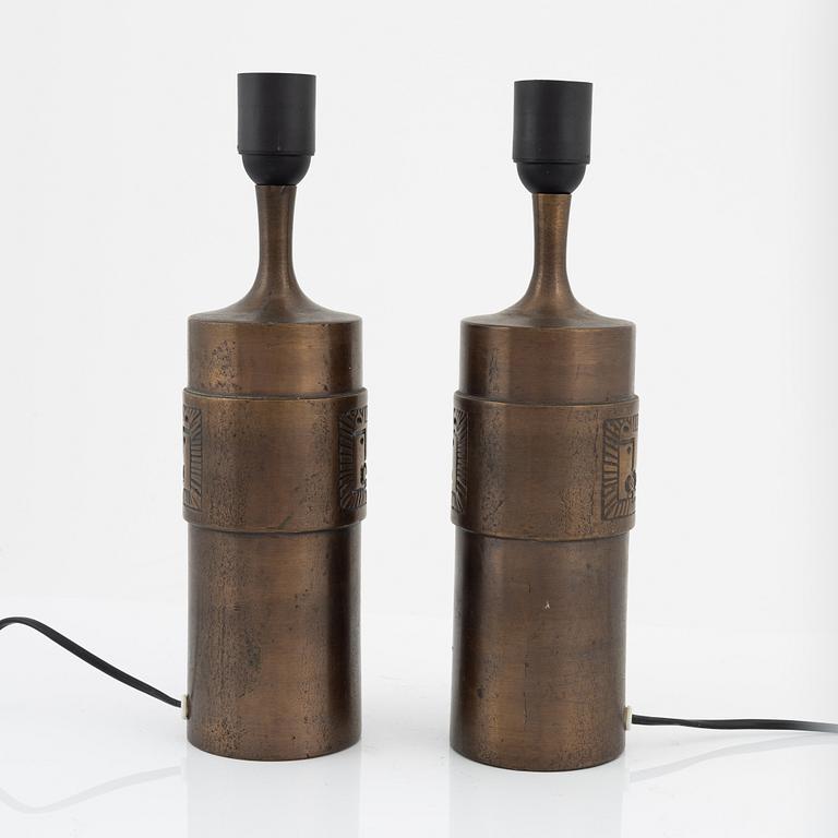 Stig Blomberg, a pair of bronze table lamps, second half of the 20th century.