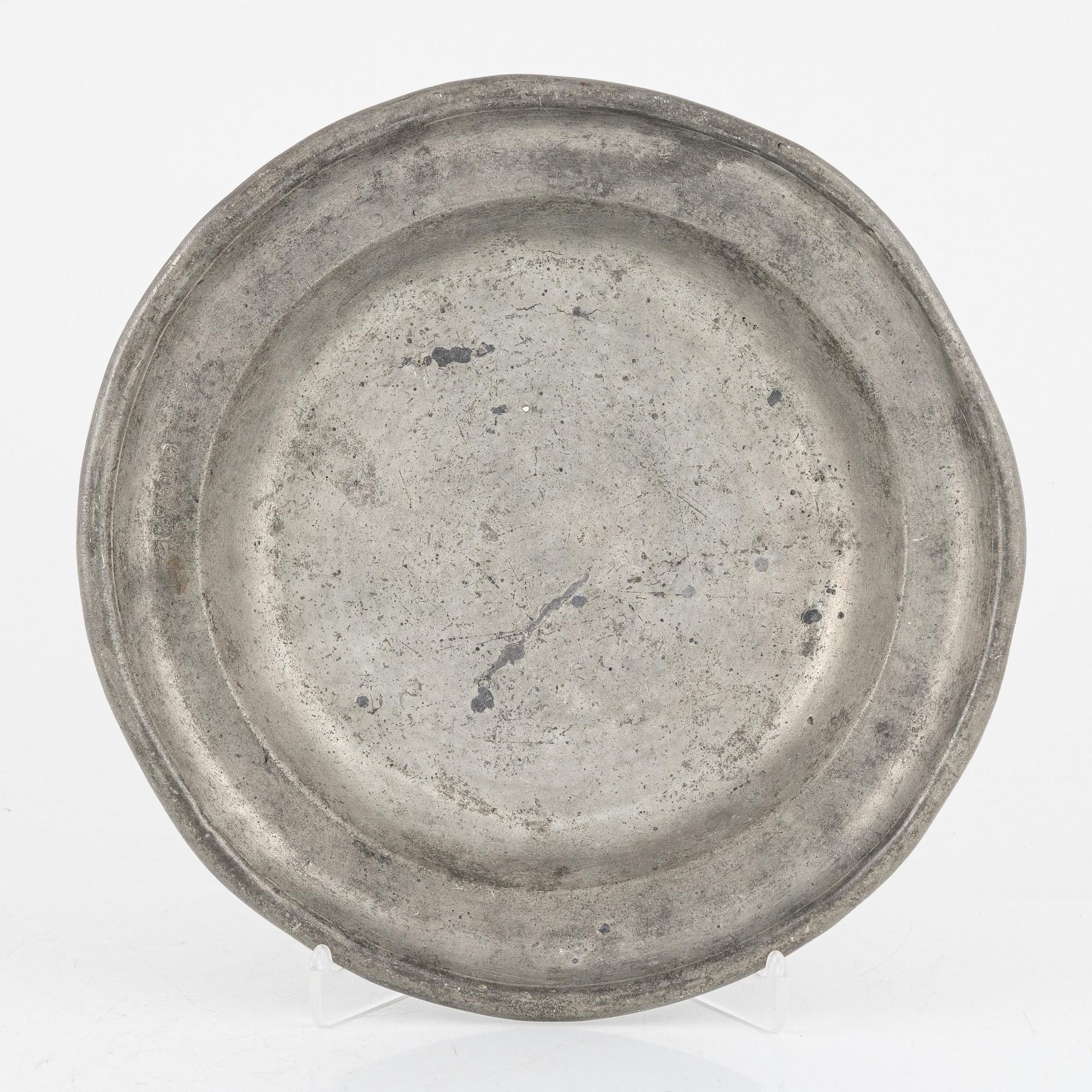 A group of eight Swedish pewter dishes, 18th-20th Century, including Mathias Norling, Jönköping, 1863.