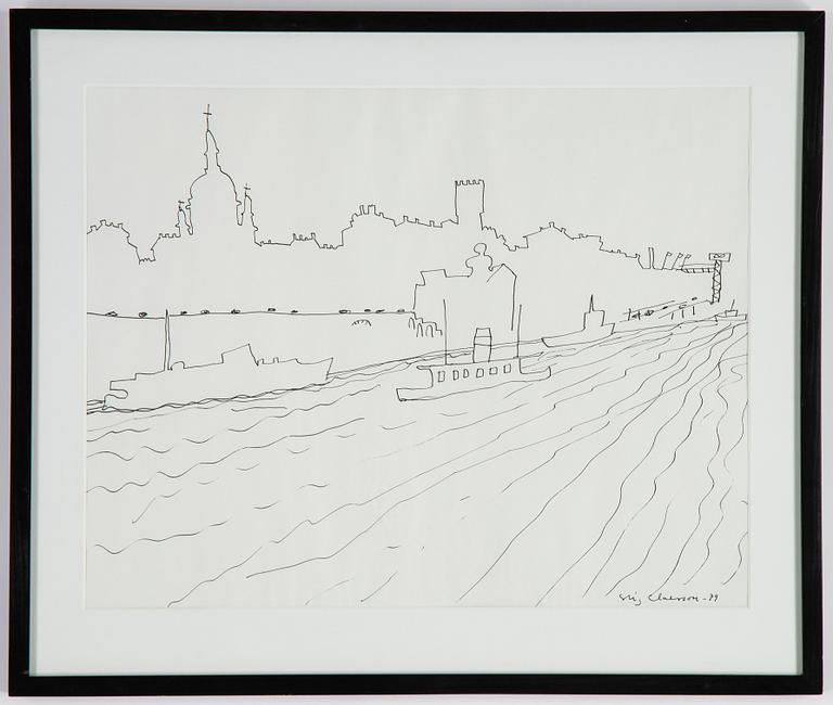 Stig Claesson, indian ink drawing, signed and dated 1979.