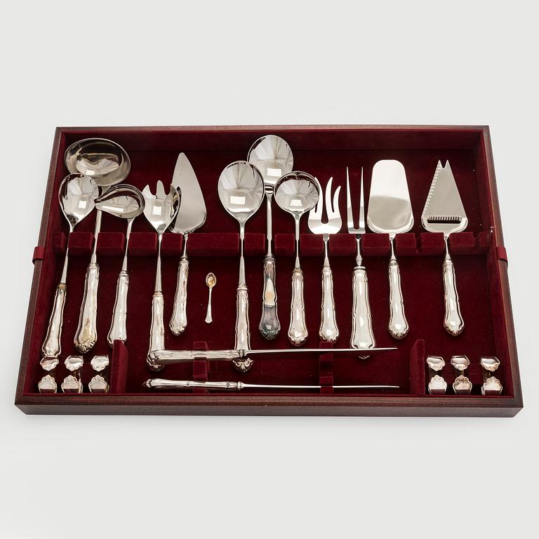 Aterinsarja, 88 osaa, hopeaa, "Chippendale", suomalaiset leimat, 1990-luku.