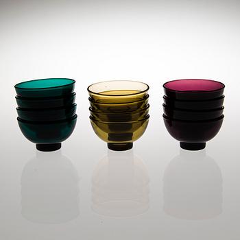 SKÅL SAMT DESSERTSKÅLAR, 12 st, glas, Riihimäen Lasi Oy.