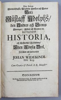 BOK, "Then fordom...Herr Gustaf Adolps den andres och stores...historia..." av Johan Widekindi, Stockholm 1691.