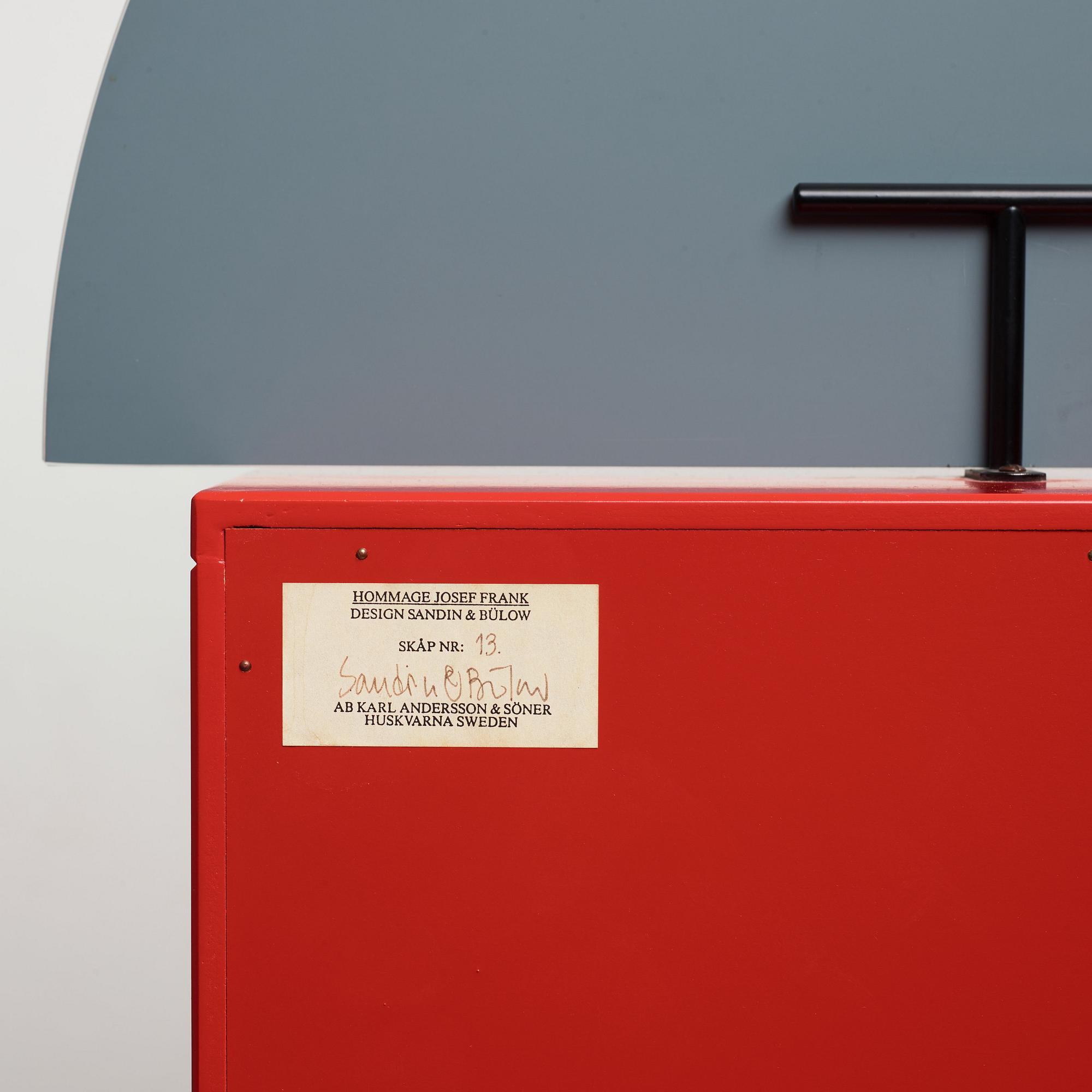 Kersti Sandin & Lars Bülow, a "Hommage Josef Frank", cabinet for Karl Andersson & Söner, Husqvarna, Sweden 1985.