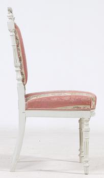 SOFFA samt STOLAR, 4 st, Louis XVI-stil, 1800-tal.