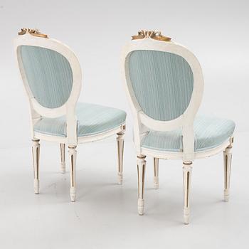 Chairs 4 pcs and table, Gustavian style, from around the year 1900.