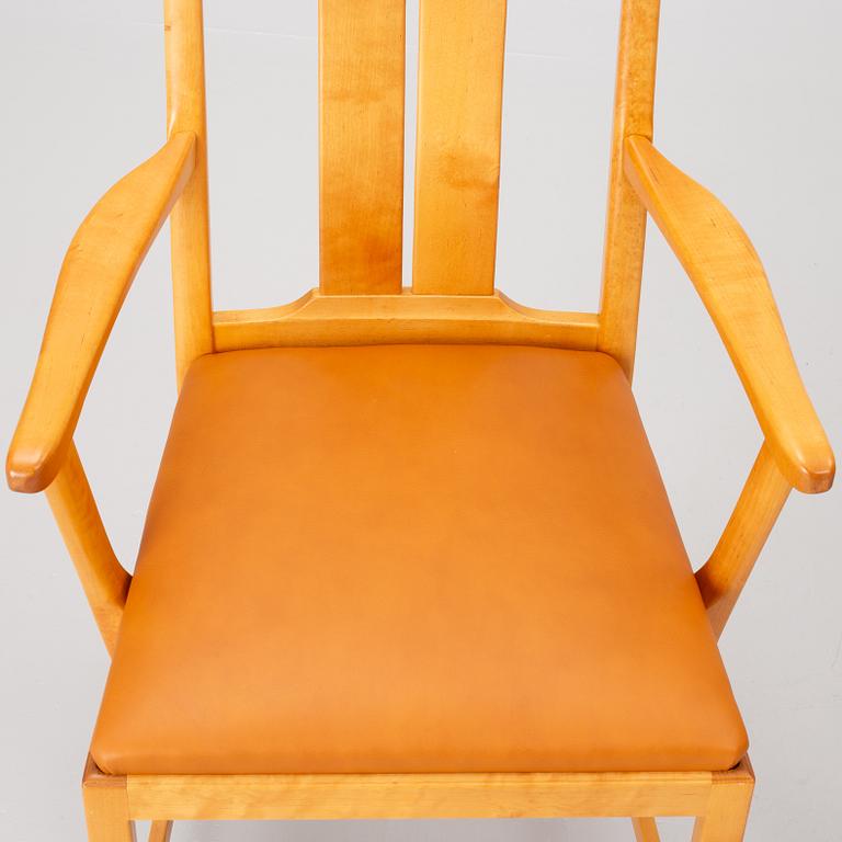 Carl Malmsten, karmstolar, 6 st, "Ambassadör", Åfors Möbelfabrik, 1900-talets slut.